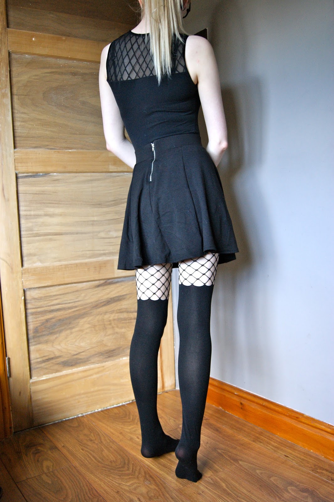 Tights and Ladders Leg Avenue Tights Review Opaque Tights with Net Top