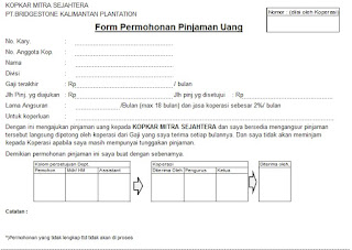 Kopkar Mitra Sejahtera Formulir Permohonan Pinjaman Uang
