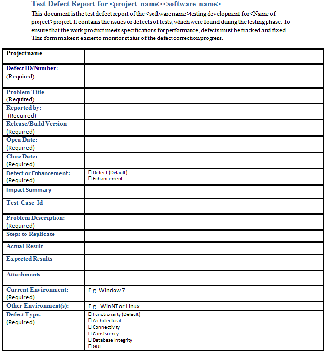 defect report template my papers how to perform software testing defect report template my papers how to perform software testing