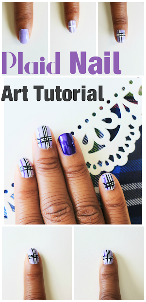 purple plaid nails tutorial - color