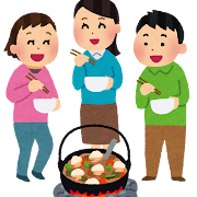 芋煮をしている人達のイラスト「芋煮会」