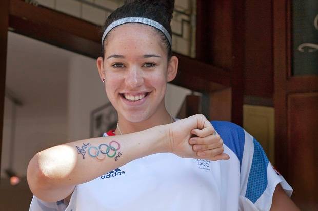 Azania Stewart- member of GB women's basketball team with tattoo