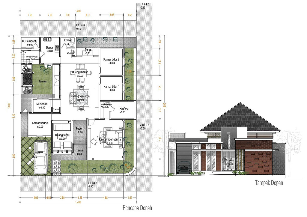 Desain Rumah 4 Kamar Tidur 15x18meter - Desain-Desain Rumah