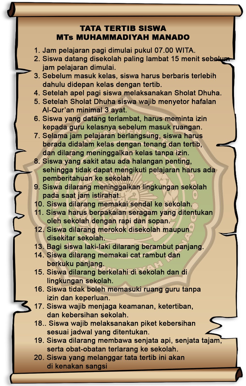 Tata Tertib Siswa MTs. Muhammadiyah Manado