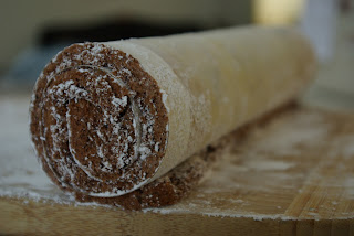 chocolate sponge cake with powdered sugar