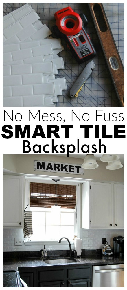 AWESOME! Update your kitchen with a no mess, no fuss tile backsplash from Smart Tiles - Little House of Four
