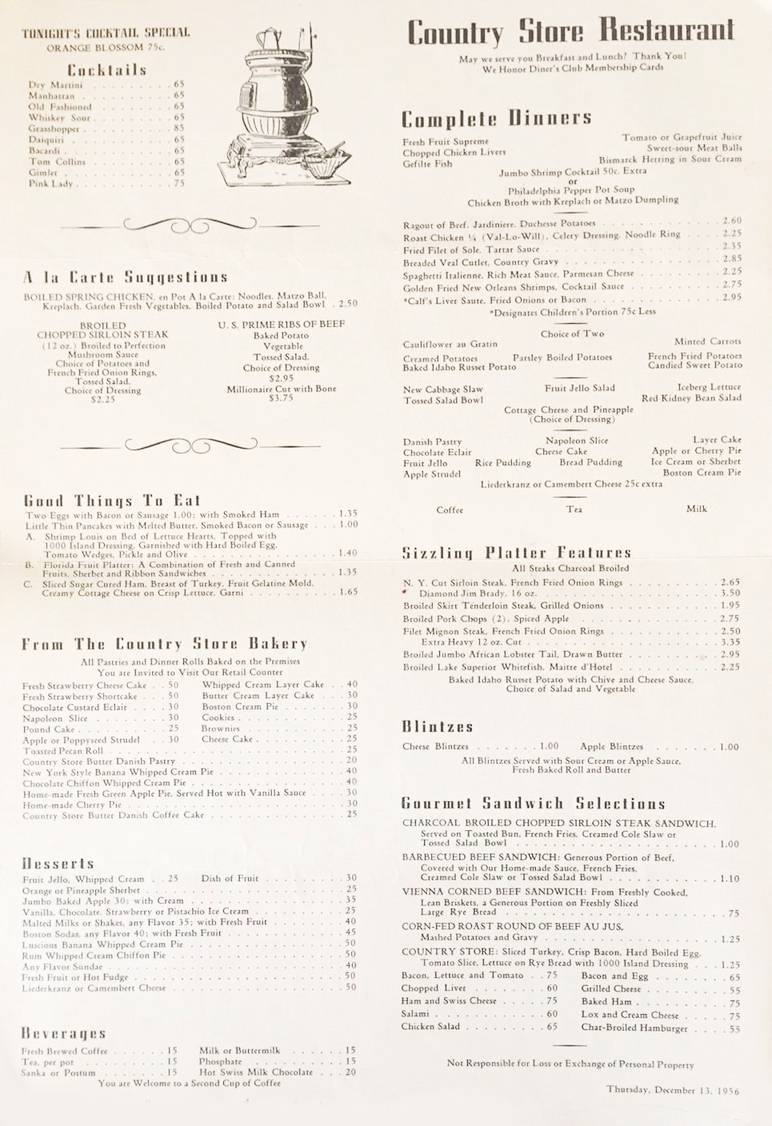 CHUCKMAN'S COLLECTION (CHICAGO POSTCARDS) VOLUME 01 MENU CHICAGO
