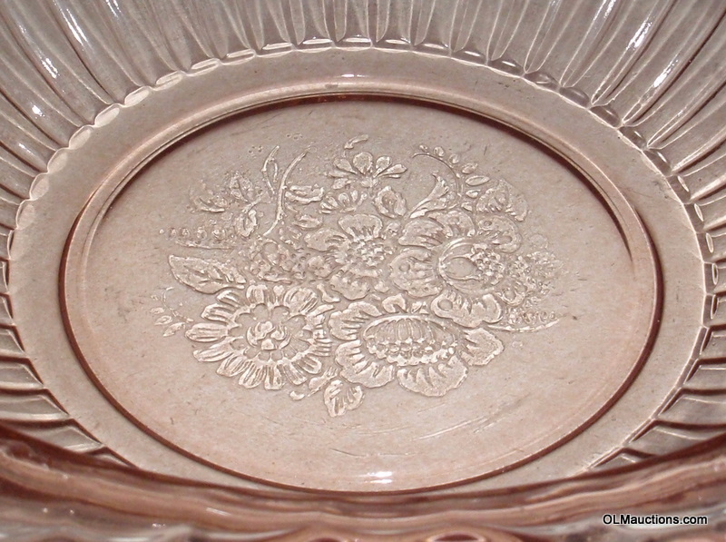 Superstores 12" Pink Wild Rose Depression Glass Bowl With Handles