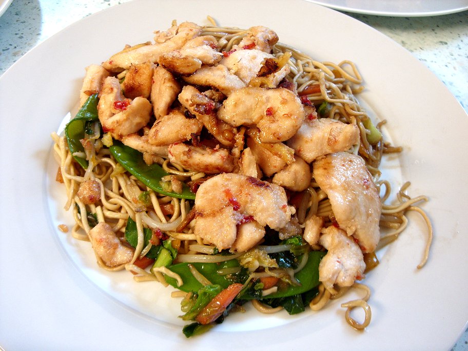 Jenny Eatwell's Rhubarb & Ginger Sweet chilli chicken stir fry