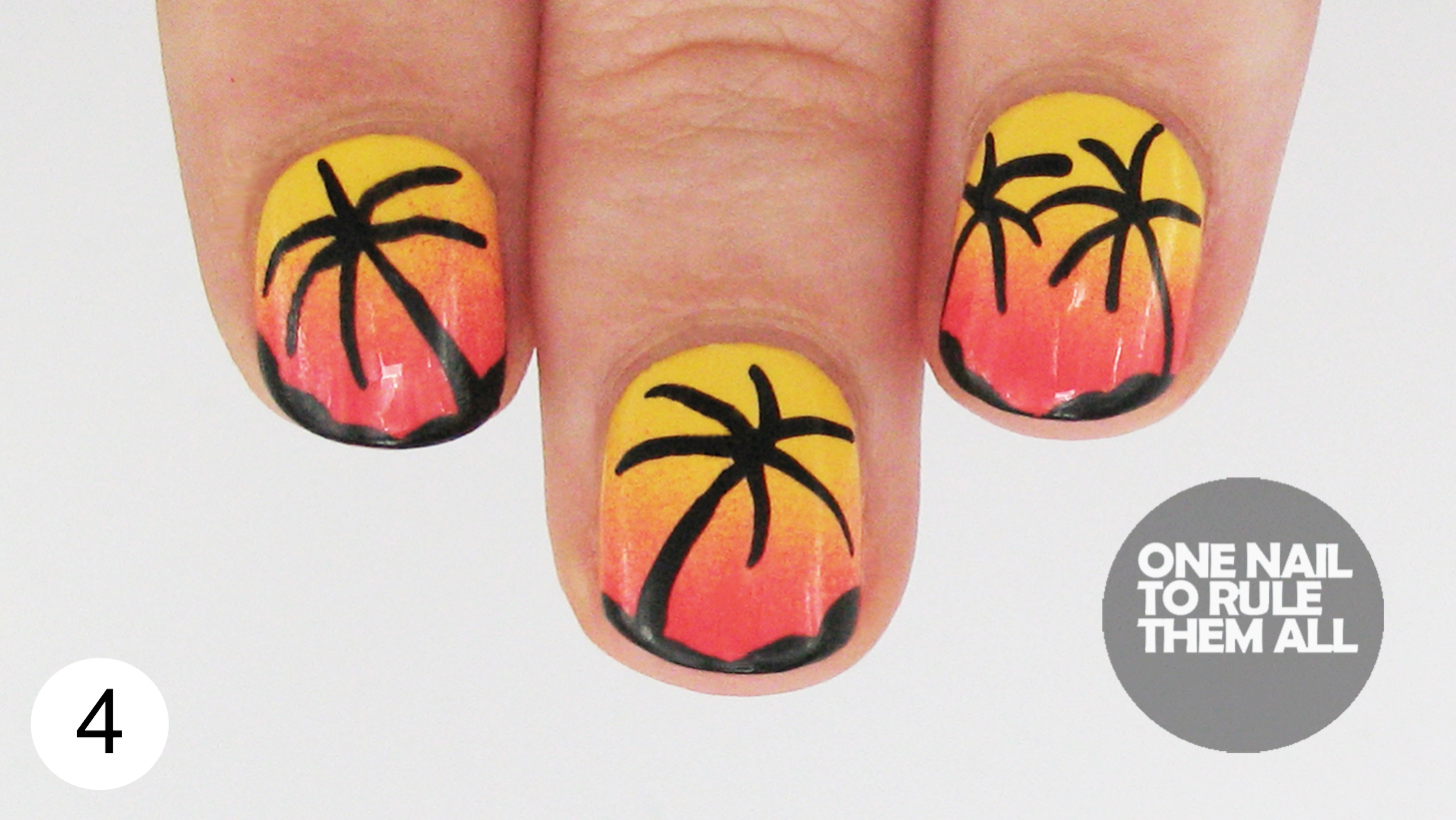 One Nail To Rule Them All Tutorial Red Gradient Palm Trees
