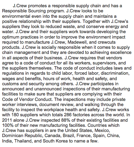 j crew supply chain