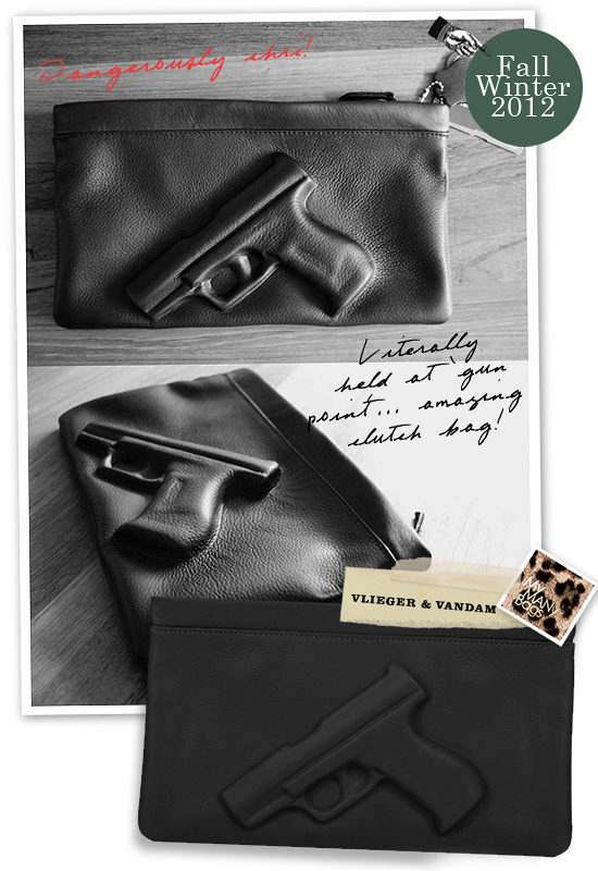 Vlieger & Vandam - Clutch Gun Black, embossed leather gun bag