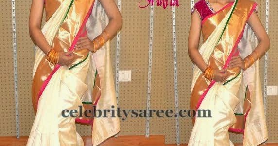 White traditional saree by srihita  saree blouse sybjus