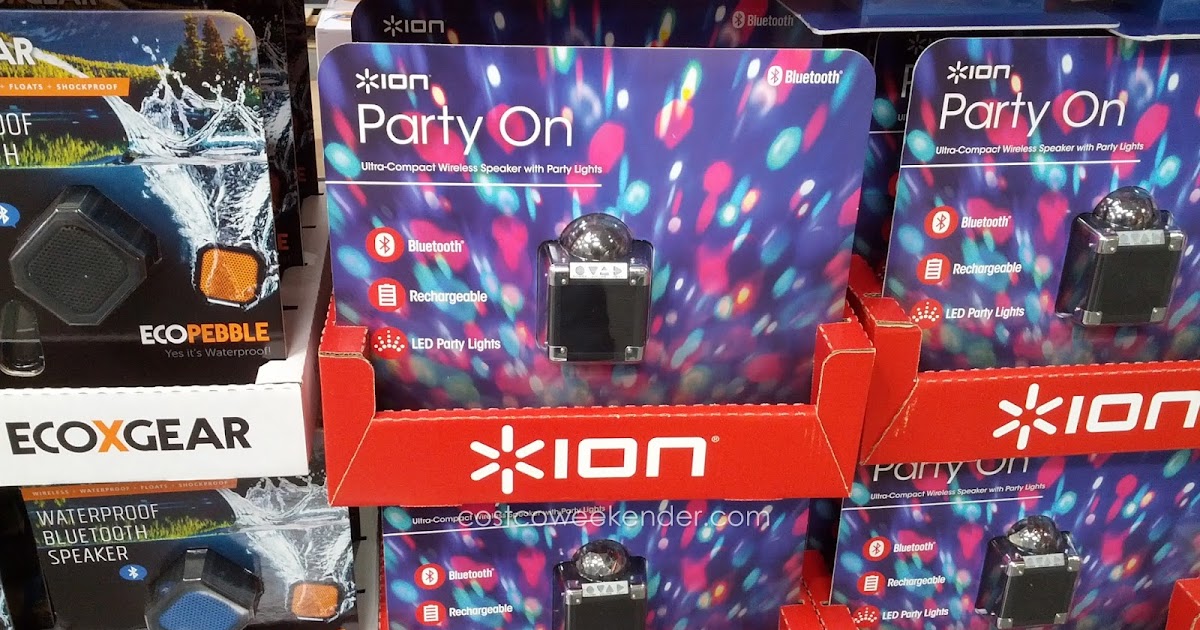 Ion Party On Compact Wireless Bluetooth Speaker with Party Lights