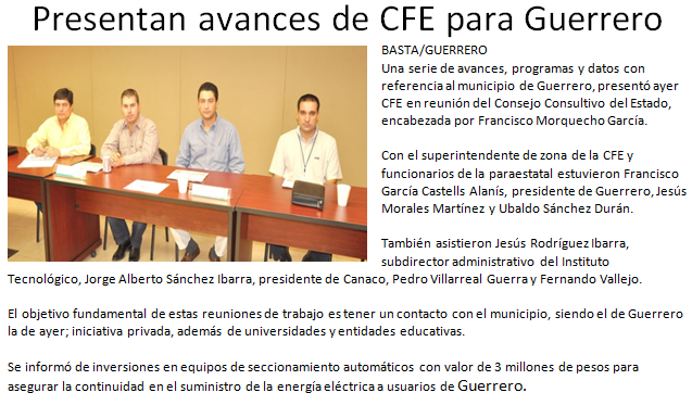 avances de cfe para guerrero