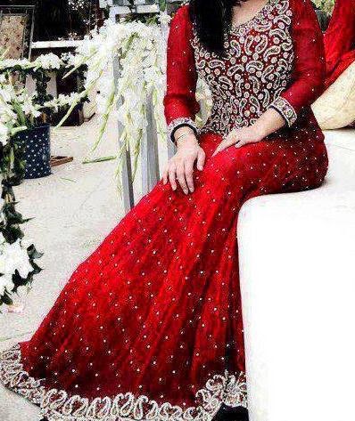 red frock dress pakistani