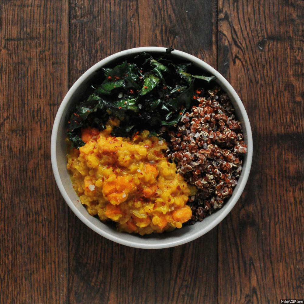 fresh turmeric red lentil dal bowl