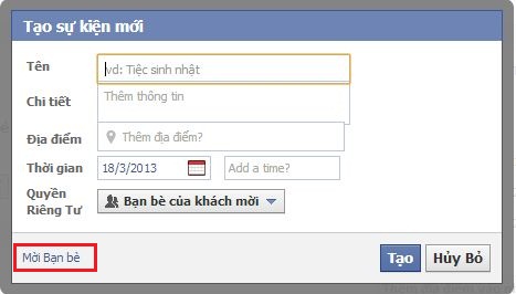 Create a events on Facebook, tạo sự kiện mới trên FB