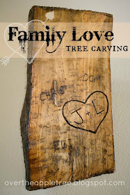 Family Love Carved Tree, make a unique wall hanging from an old tree by Over The Apple Tree