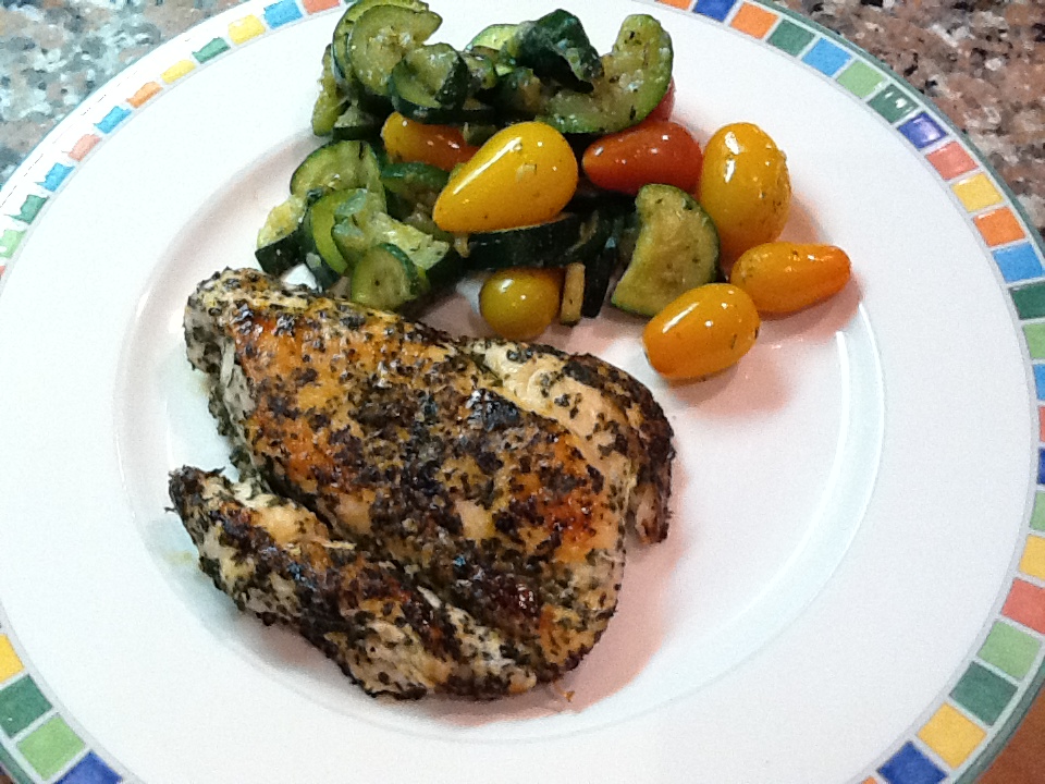 Mommy and Baby food Basil and Parmesan Crusted Chicken with Sauteed