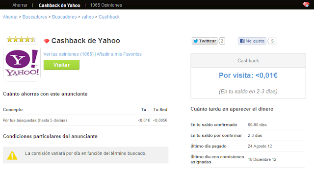 Detalles de Yahoo - Visita