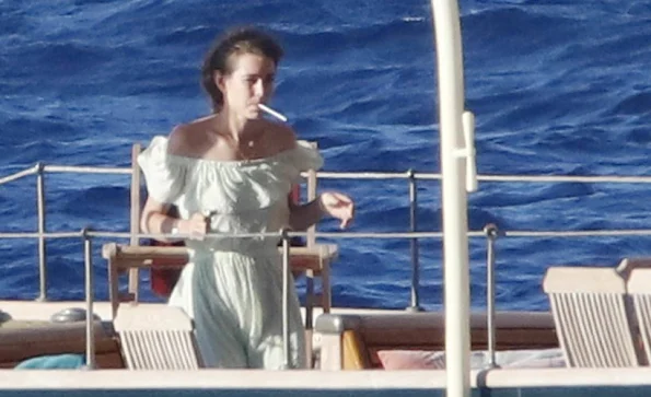 Charlotte Casiraghi was spotted hanging out with her friends on the family yacht, the Pacha III.