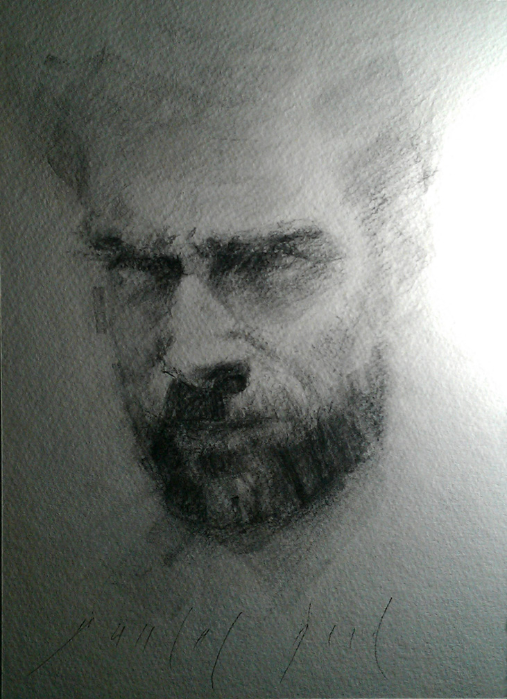 A DRAWING A DAY Portrait of a man original charcoal drawing on