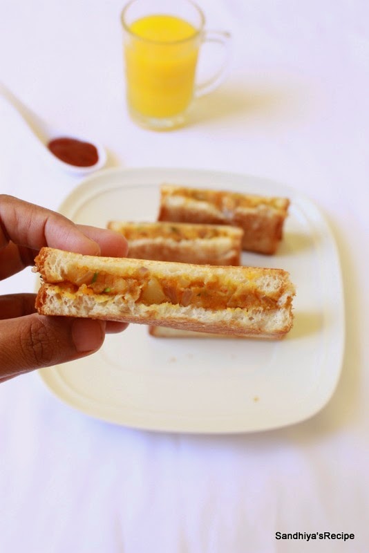 Sandhiya's Cookbook Potato Bread Sandwich Indian Style Potato Sandwich