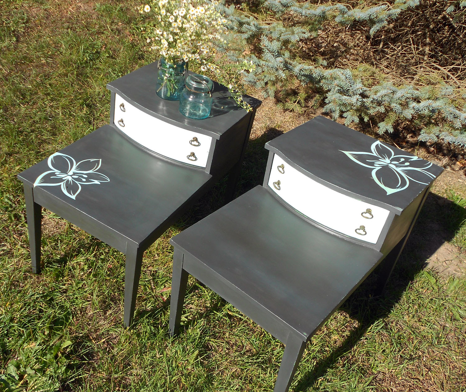 denise...on a whim Sweet Blue Flower End Tables