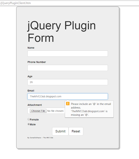 Custom jQuery Plugin to display a Form using Bootstrap        