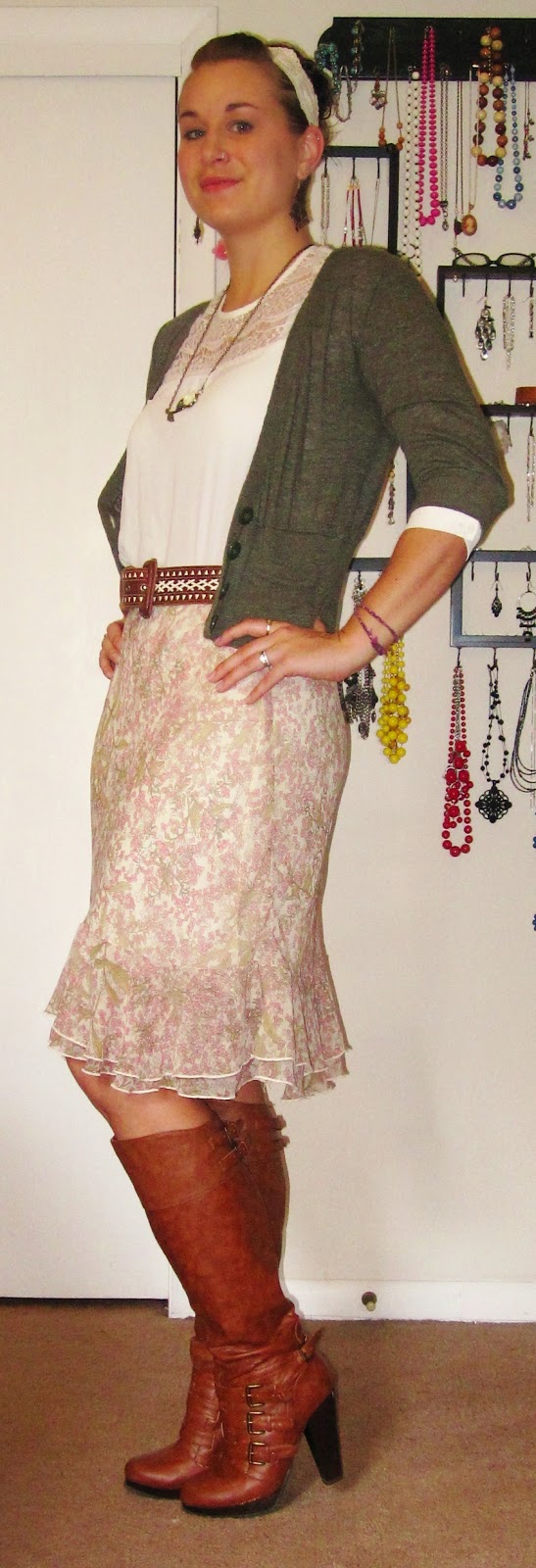 LowBudget Fashionista Peasant Blouse, Denim Skirt