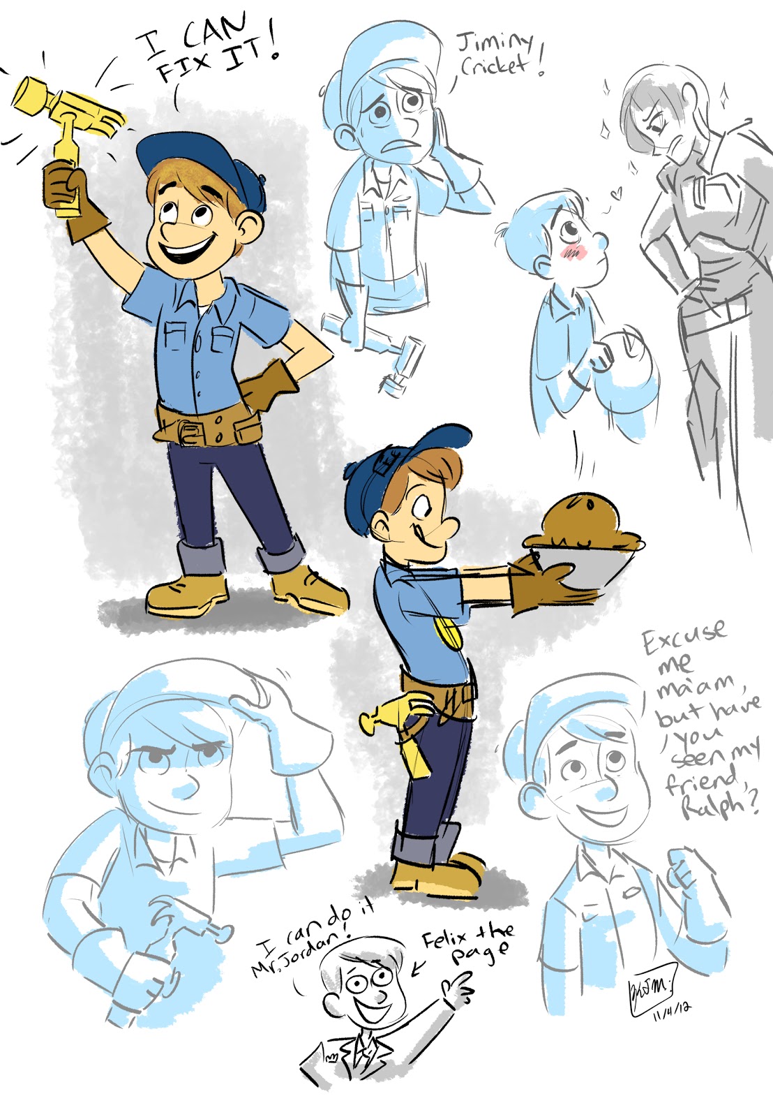 Another Wreck-it-Ralph fanart sketch of Fix-it-Felix :) His character was s...