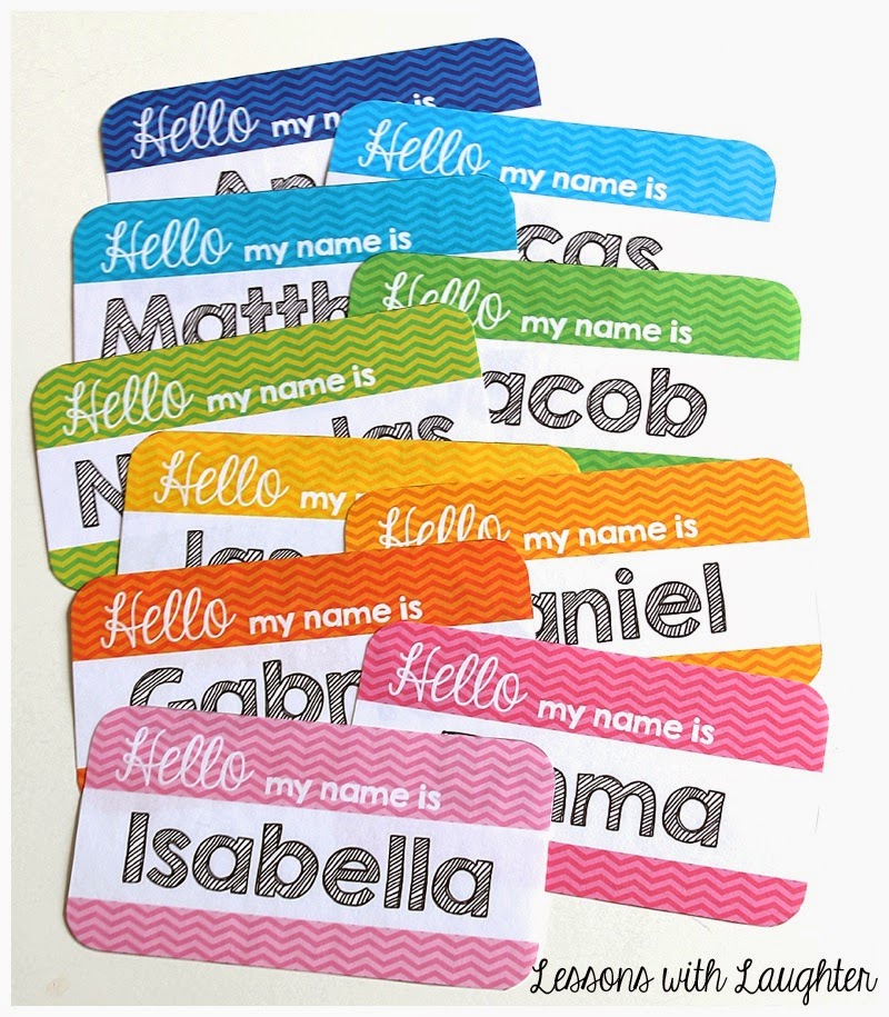 Lessons with Laughter Chevron Name Tags for Student Chairs!