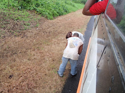 Anja getting cleaned off after her nature stop