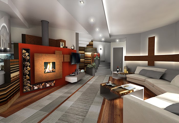 Sala de estar con chimenea - Salas con estilo