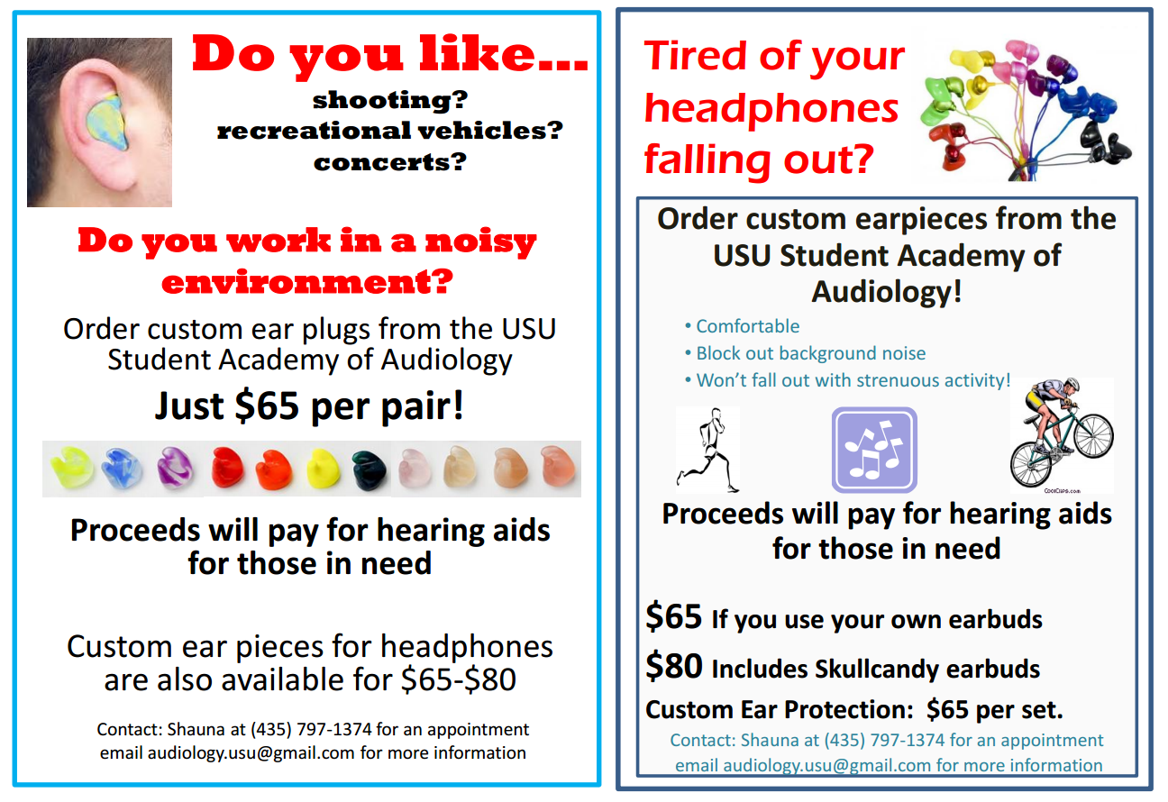 USU Student Academy of Audiology Custom Ear Plugs & Earbud Adaptors