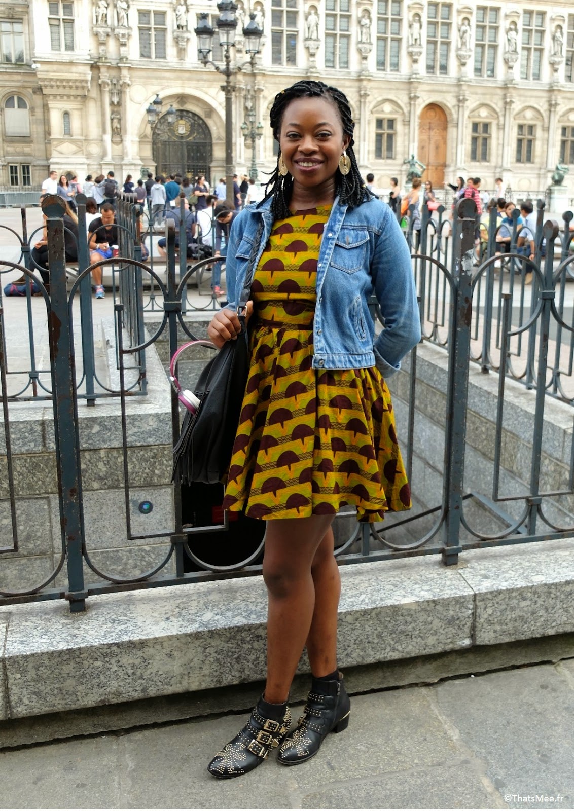 style de la semaine ootd modern african queen ThatsMee.fr, sac André franges, boots Choies Chloé, robe homemade cousue wax tissu africain 