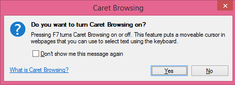 What is Caret Browsing How do you use it in Internet Explorer or Edge