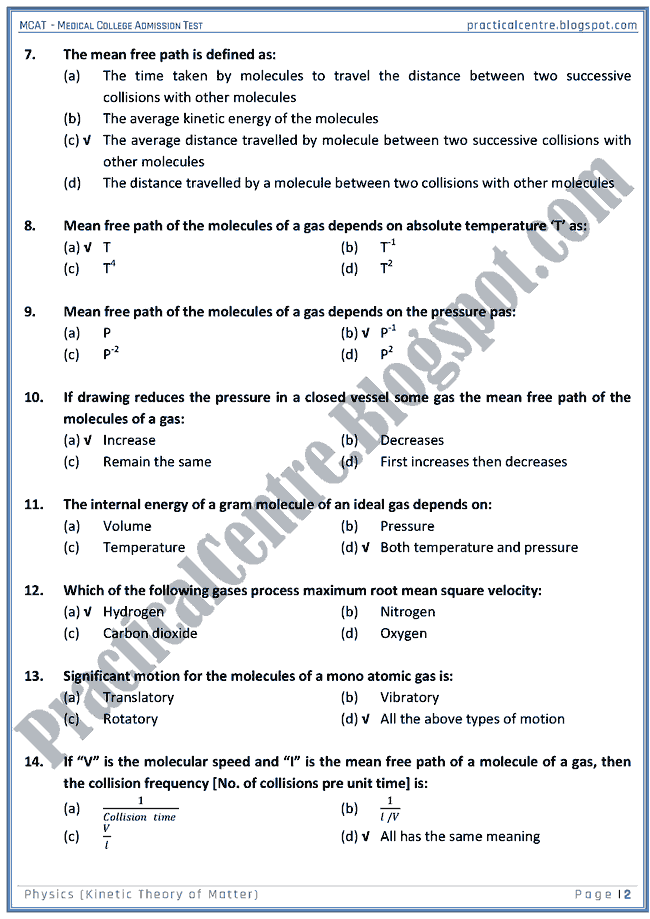 mcat-physics-kinetic-theory-of-matter-mcqs-for-medical-college-admission-test