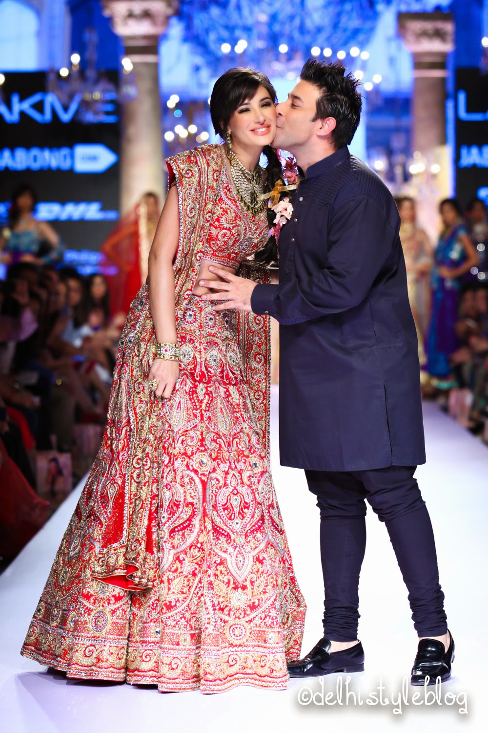 Nargis with Suneet Varma Spring Couture 2015 Lakme Fashion Week