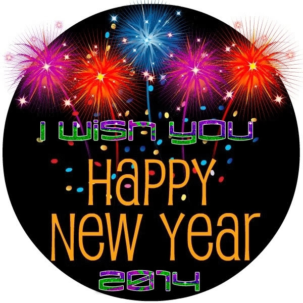 Circled Fireworks Happy New Year Wishes Cards Images 2014 Free Downloads