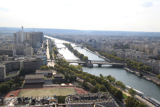 Top view of Paris downtown in different angle from the observation deck of Eiffel Tower in Paris, France Top view of Paris downtown in different angle from the observation deck of Eiffel Tower in Paris, France