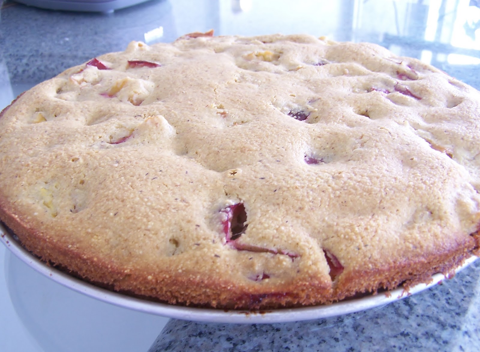 Peach & Plum Millet Cake, GF, DF, low glycemic Skinny GF Chef healthy