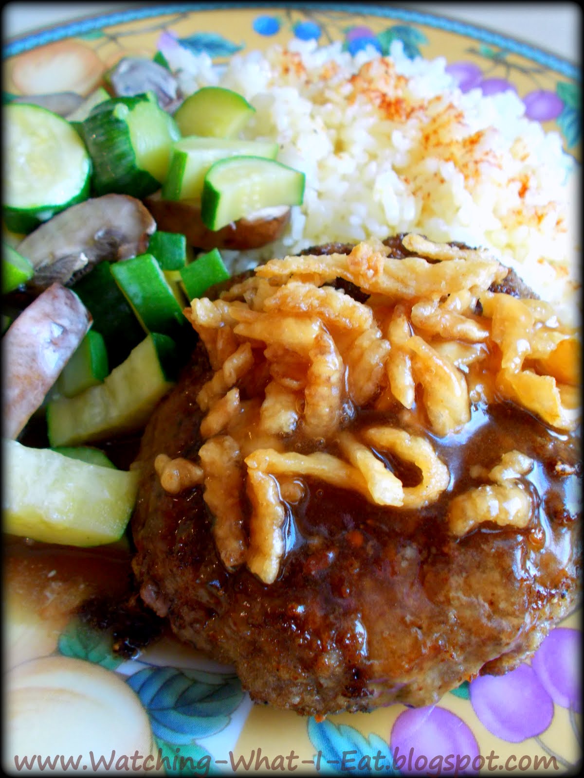 Watching What I Eat Sirloin Burger with Fried Onion Gravy