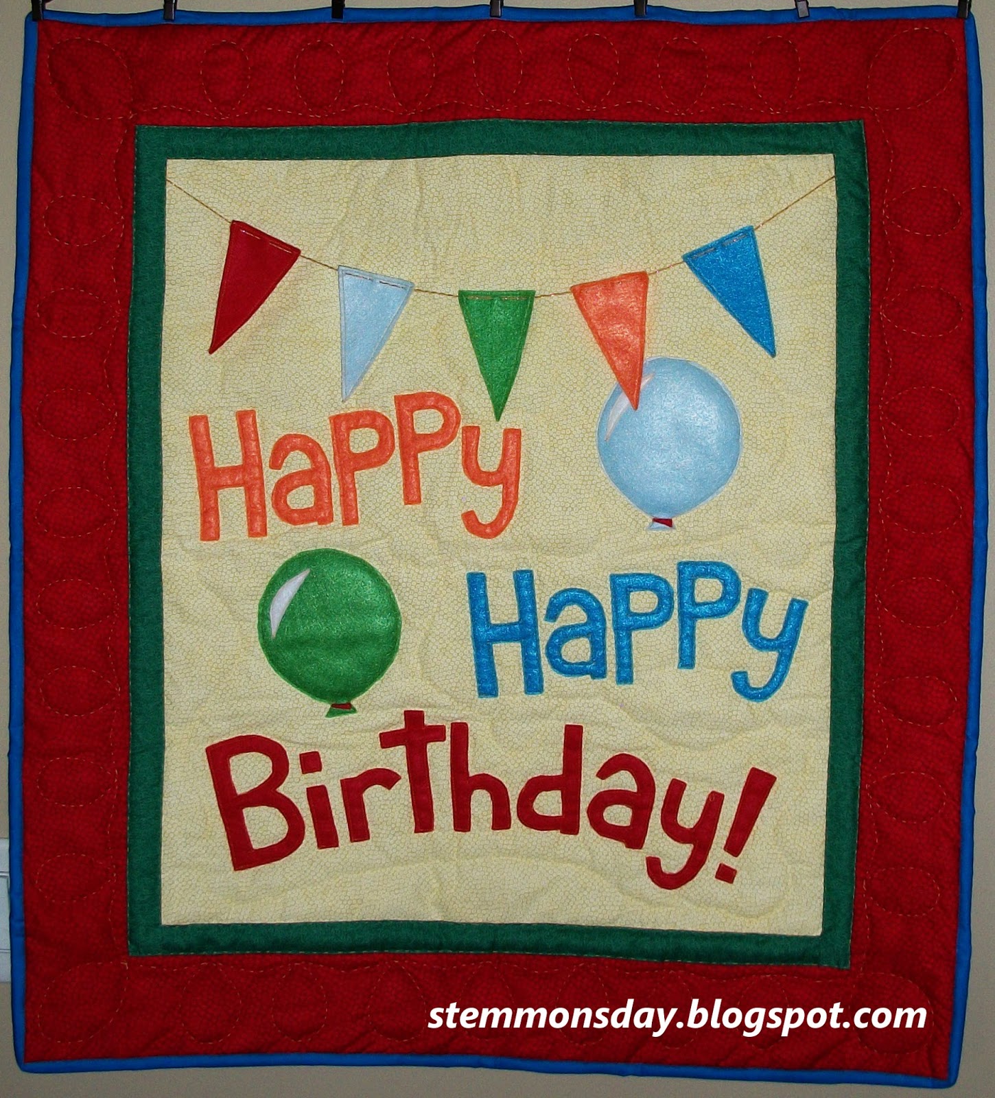 Handmade quilt  quilted wall hanging happy birthday home decor