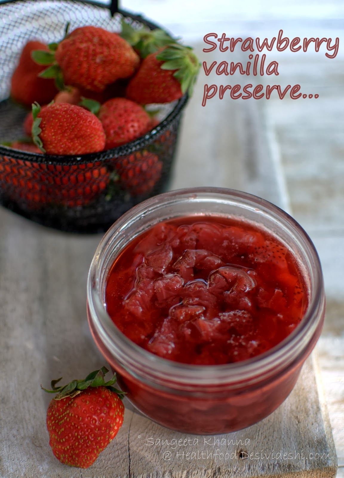 making strawberry preserve and recipe of strawberry and quark mousse
