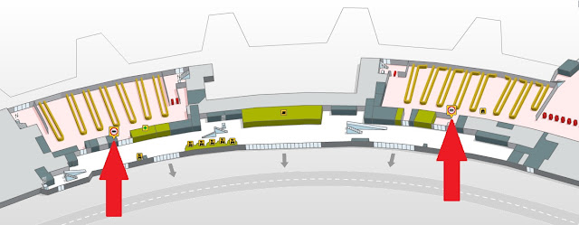 Terminal 1: aduanas se encontram nas laterais