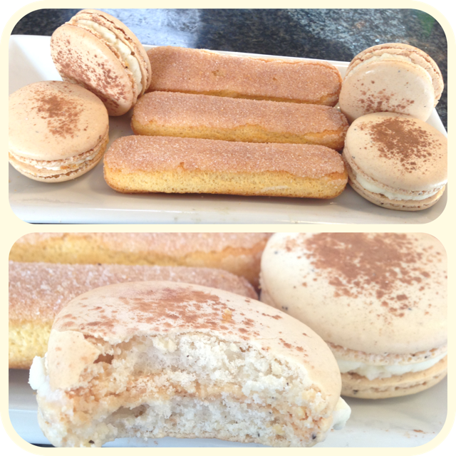 Love and Macarons. Tiramisu Macarons w/ a mascarpone whipped cream filling )
