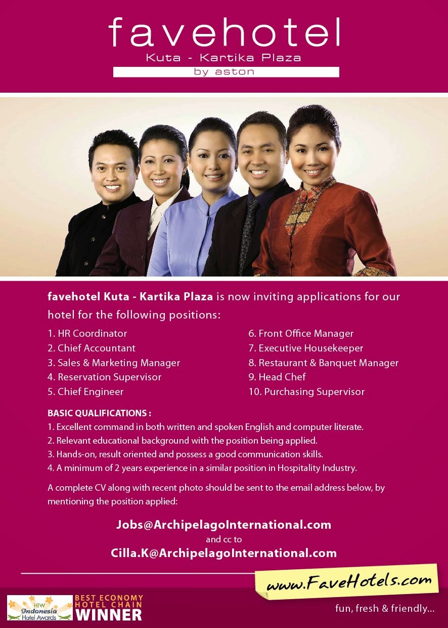 Career Opportunity at favehotel Kuta-Kartika Plaza - HHRMA BALI