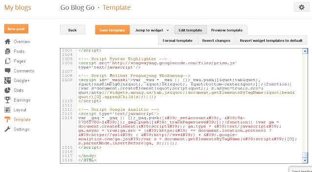 Edit HTML,Blogspot